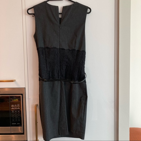 👗Suzy Shier Charcoal Grey with Black Lace Sleeveless Body Con Dress + Belt👗 - Picture 6 of 6